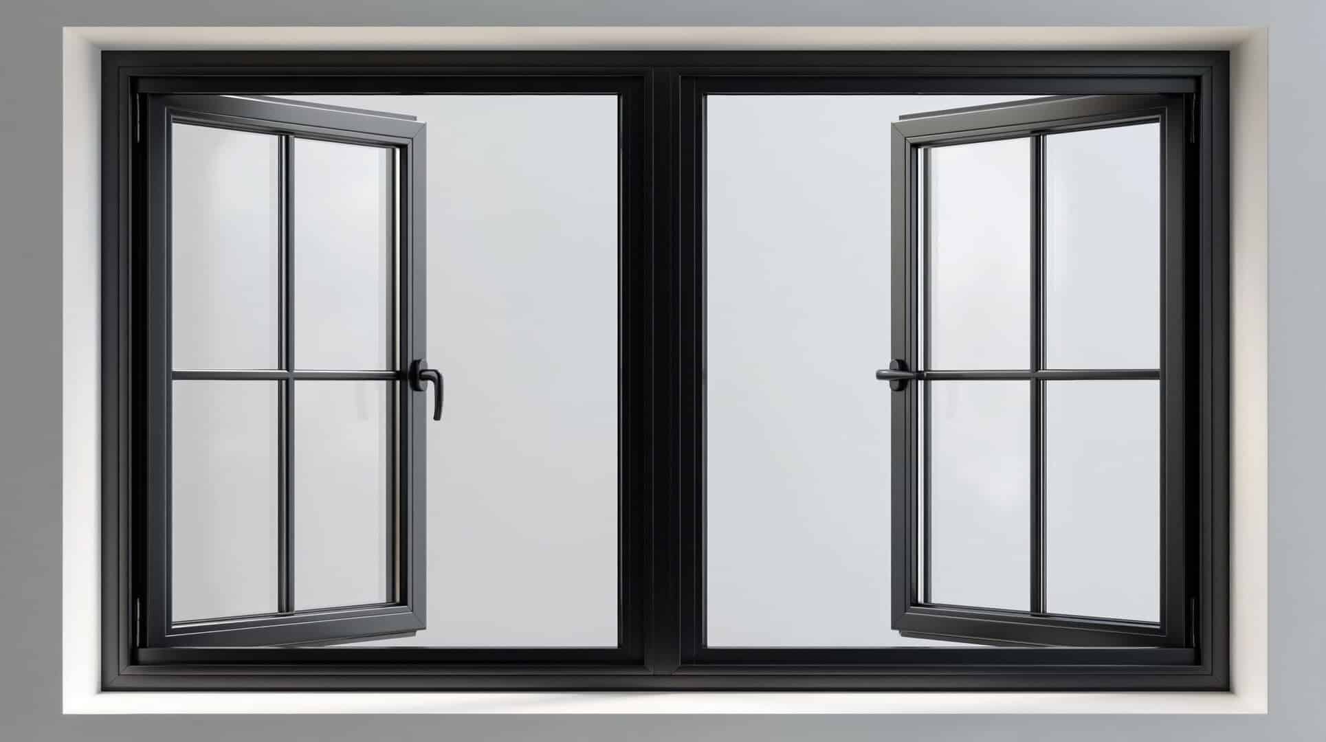 Black side-hung casement windows shown open